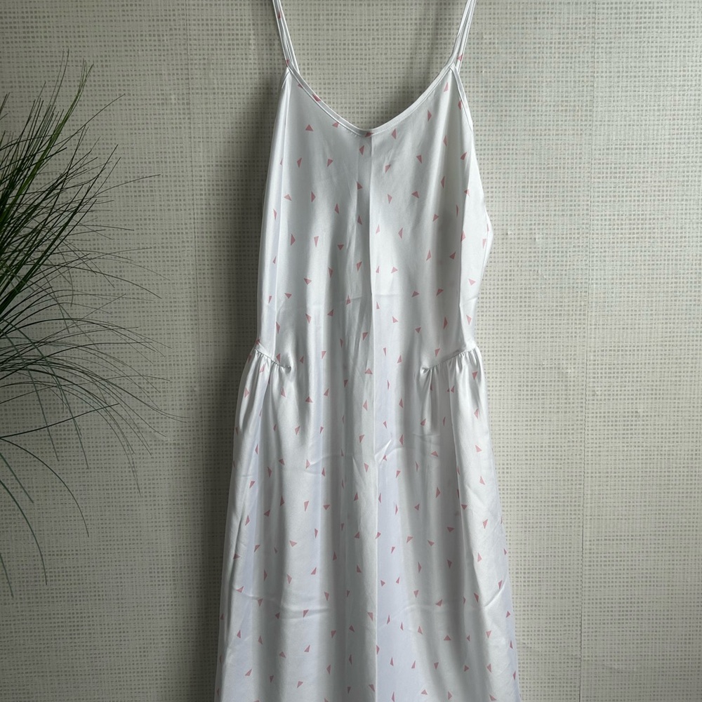 Elegant White Chemise with Pink Accents